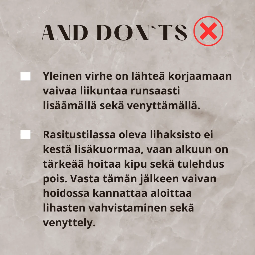 Pääkohdat siitä mitä ei saa tehdä.