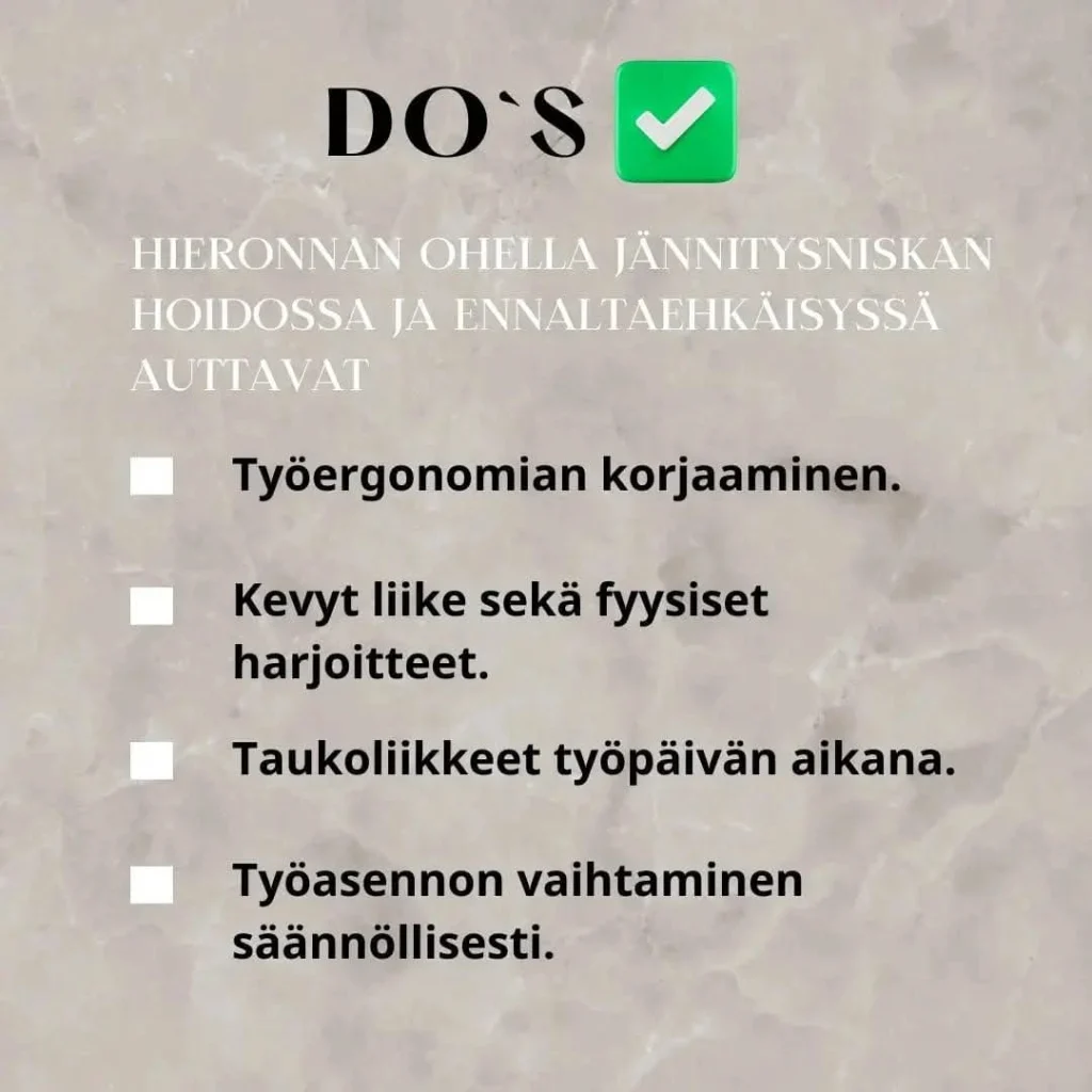 Pääkohdat siitä mitä pitää tehdä.