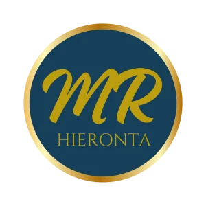 Yrityksen logo, jossa nimikirjaimet MR ja teksti hieronta.