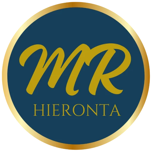 Yrityksen logo, jossa nimikirjaimet MR ja teksti hieronta.